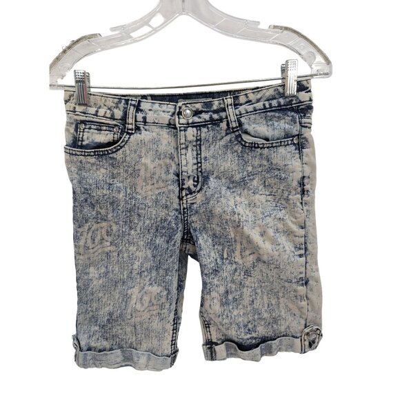 O.S.C. Bobens Trading Co NY Junior Jean Shorts Acid Wash Rhinestones Size 14 - Picture 1 of 11